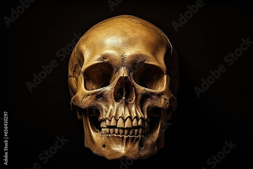 Human Skull Against Dark Background, Creating Striking Visual
