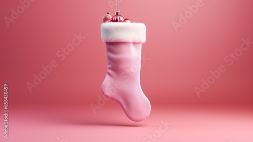Festive Fluffiness: Hanging Christmas Stockings in Traditional Pink Socks Holiday Decor 
