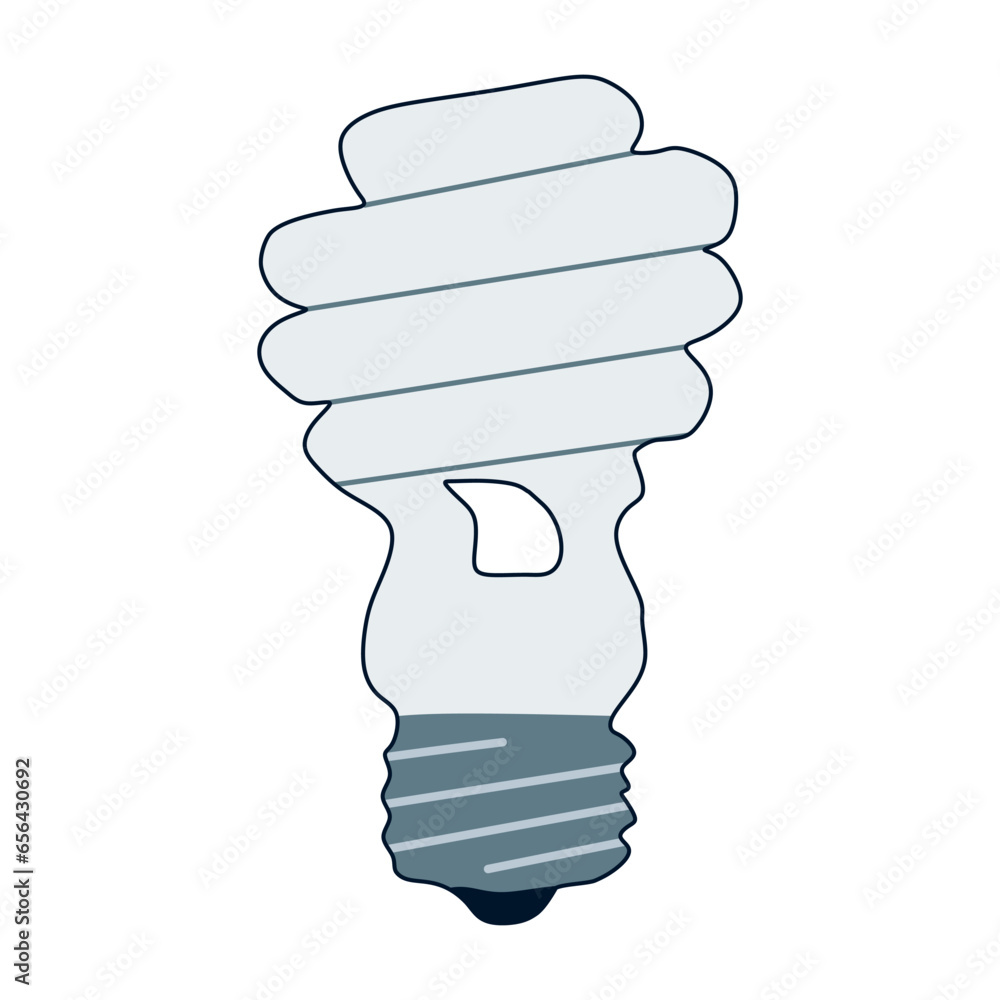 Energy saving Light Bulb Icon. Flat style cartoon illustration isolated on white. Hand drawn Technology concept. Design art for web, Poster, Mobile app design. Energy saving Light Bulb Icon. Flat style cartoon illustration isolated on white. Hand drawn Technology concept. Design art for web, Poster, Mobile app design.