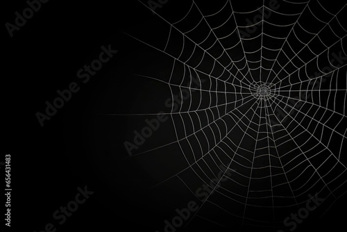 Spider Web Silhouette Against Black Wall, Fitting The Halloween Theme With Dark Background