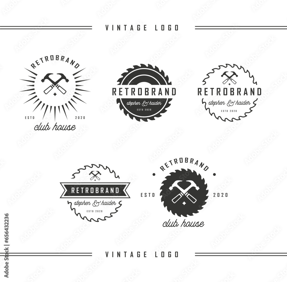 Obraz premium Set of saw blade and hammer crossed icons. Settings, tools web icon. Spanner and hammer crossed.