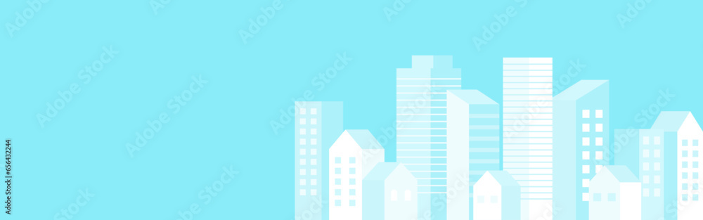 背景イラスト_ビル群_水色 背景イラスト_ビル群_水色