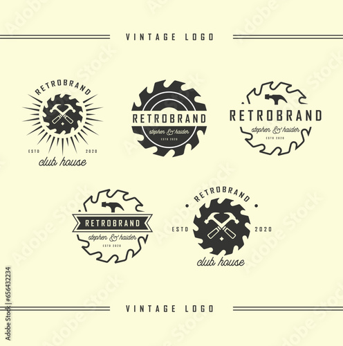 Vintage carpenter logo design. handcraft and saw icon, for carpentry, furniture, construction and home improvement