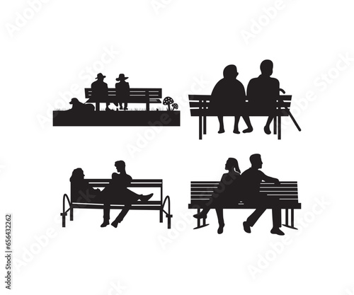 Couple On A Bench EPS, Couple EPS, Couple On A Bench Silhouette, Couple EPS Bundle Bench EPS