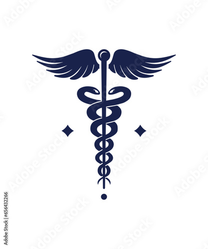Medical Snake Caduceus Logo Sign Template Vector Isolated on White Background