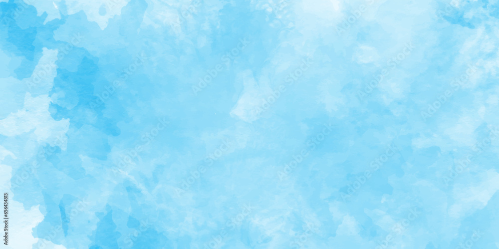 Obraz premium painted Hand drawn stained watercolor sky and clouds, Watercolor illustration art marble painting abstract blue color texture, Stain artistic vector used as being an element, design and card