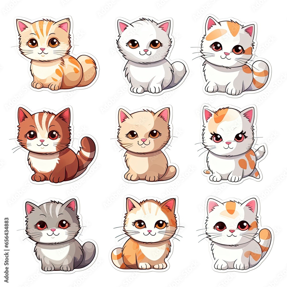 set of cats stickers set of cats stickers
