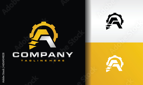 letter A drill gear logo