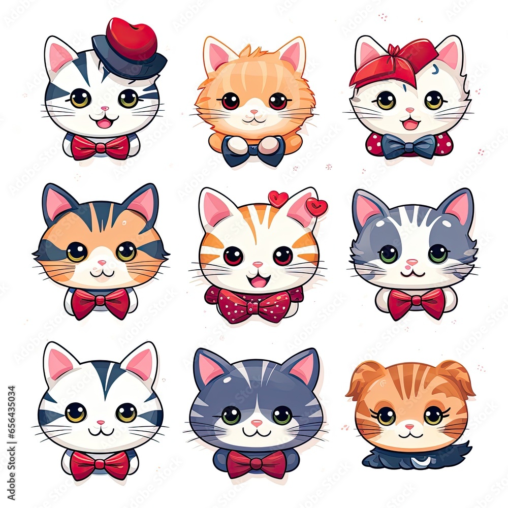 set of cats stickers set of cats stickers