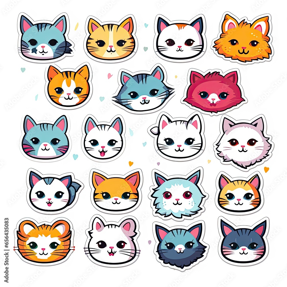 set of cats stickers set of cats stickers