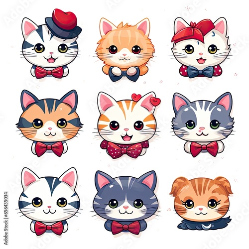 set of cats stickers