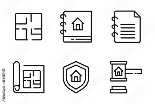 real estate Icons bundle. Linear dot style Icons. Vector illustration
