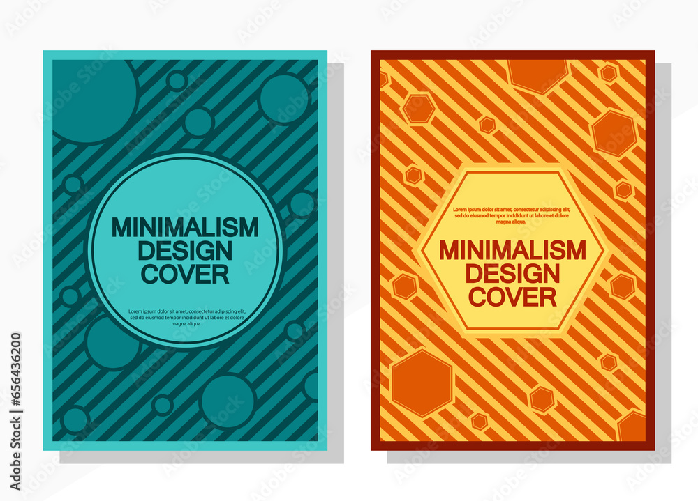 Geometric cover design templates A-4 format. Editable set of layouts for covers of books, magazines, notebooks, albums, booklets. Modern colors.
