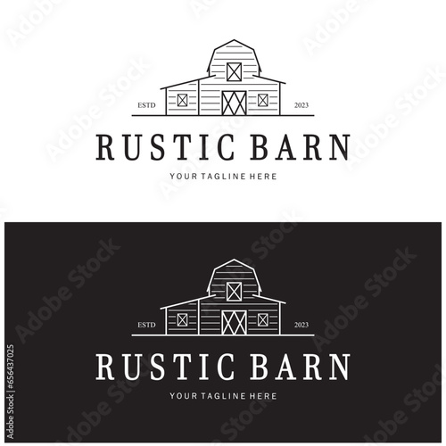 Vintage organic farmhouse or barn,warehouse, rustic barn and animal farmhouse logo design.