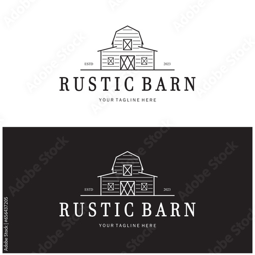 Vintage organic farmhouse or barn,warehouse, rustic barn and animal farmhouse logo design.