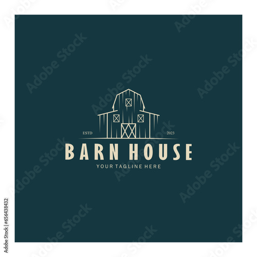 Vintage organic farmhouse or barn,warehouse, rustic barn and animal farmhouse logo design.