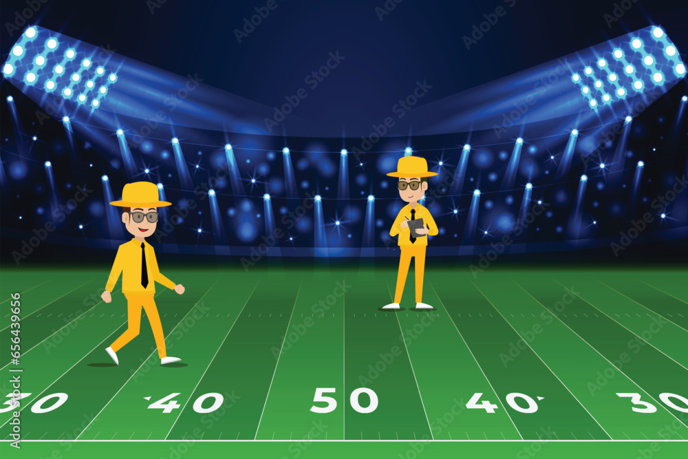 Two umpire in stadium - Immerse your audience in the thrilling world of sports with this depiction of umpires in action within a stadium. The vibrant illustration captures the essence of live sports. 
