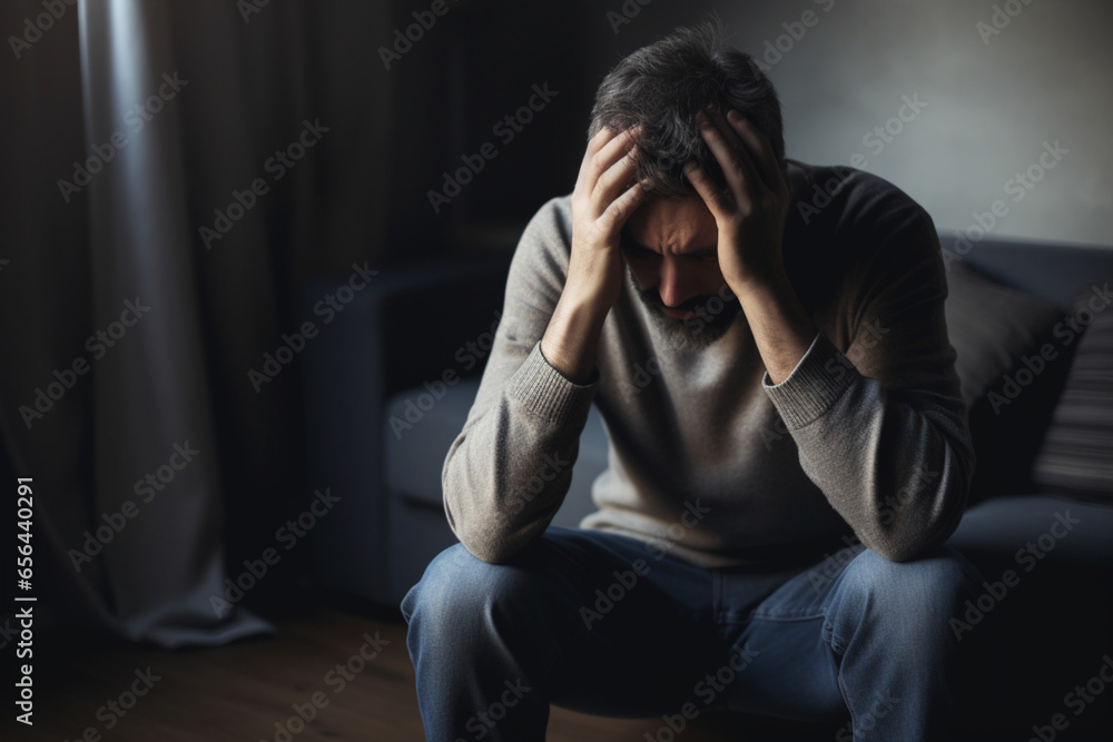 Depressed man, psychologist, depression, social problem, AI generated Depressed man, psychologist, depression, social problem, AI generated