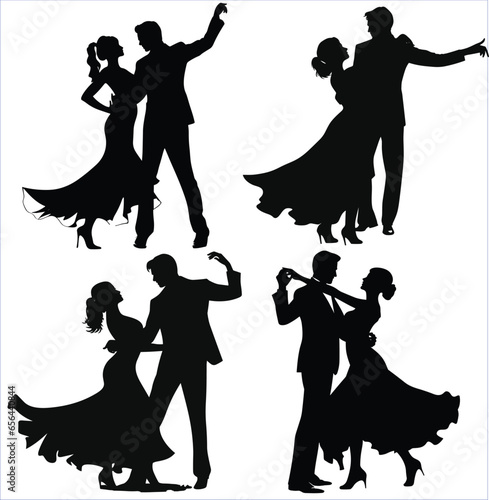 Women dancing people silhouettes, Happy dancing people