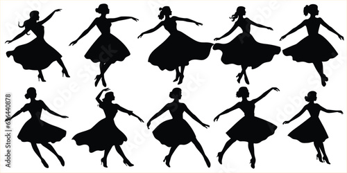 Women dancing people silhouettes, Happy dancing people