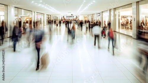 Time lapse photography of busy people in the square or plaza photo