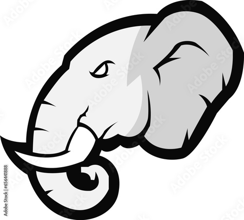 Elephant Mascot logo Design. Brave Elephant Face vector template. Elephant Head design for graphic, Elephant Logo icon Sport Team logo design, Vector Template Illustration, Mascot Brave animal Logo