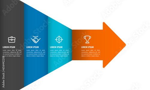Infographic business presentation 4 steps to the goal. Infographic Arrows. Strategy, Marketing, Report. Vector illustration.