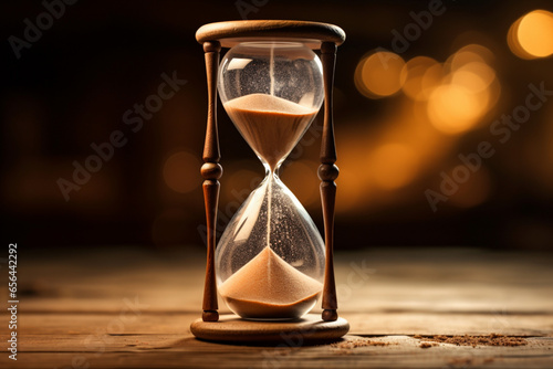 Hourglass, metaphor, passage of time, blurred background, enjoyment of life, AI generated