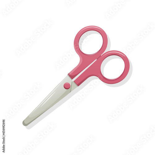 Pink scissors on a white background. Children's school office. Vector illustration, icon design.
