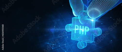 Business, Technology, Internet and network concept. PHP abbreviation. Modern technology concept. 3d illustration