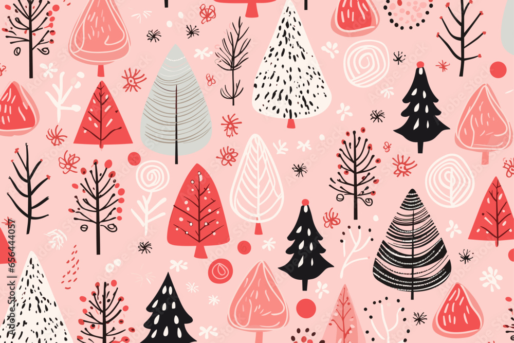 Christmas seamless pattern. Good for fashion fabrics, children’s clothing, T-shirts, postcards, email header, wallpaper, banner, events, covers, advertising, and more.