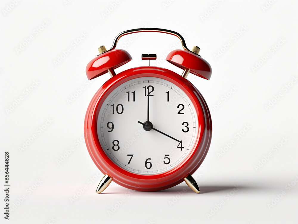 A red alarm clock in clean background, symbolizing the importance of waking up early and time management A red alarm clock in clean background, symbolizing the importance of waking up early and time management
