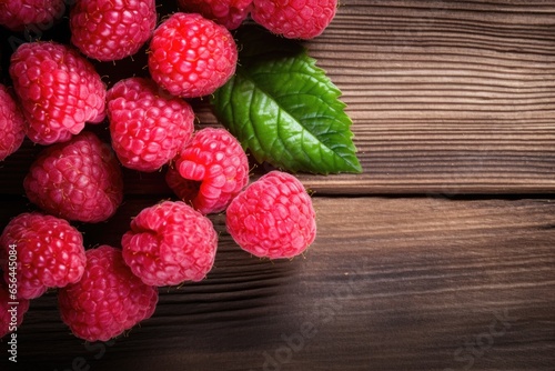 Raspberry basket with leaves, AI Generated