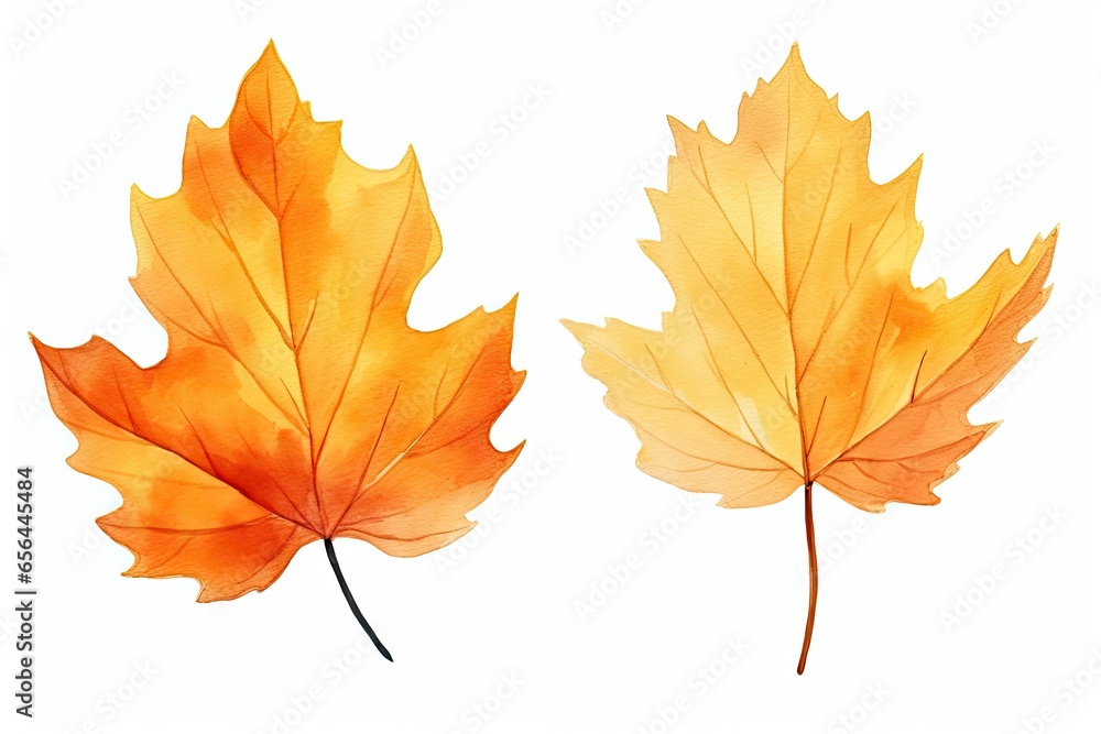 Beautiful yellow autumn leaves image isolated on a white background. Generative AI Beautiful yellow autumn leaves image isolated on a white background. Generative AI