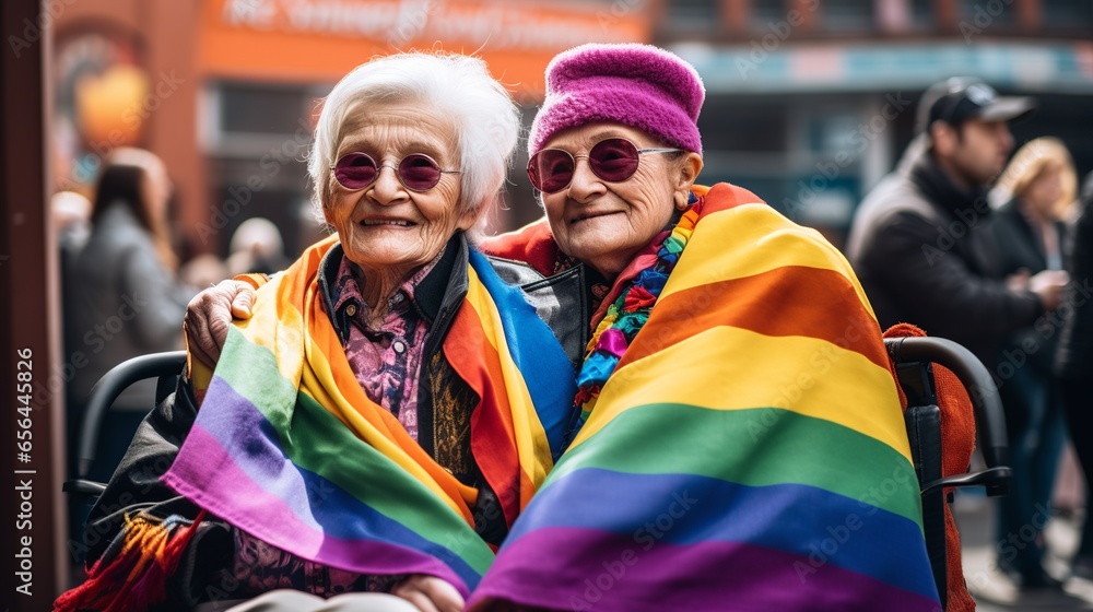 couple of two old woman smiling couple of two old woman smiling