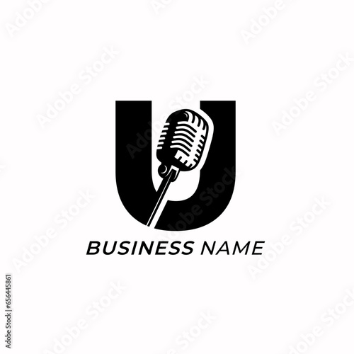 design logo combine letter U and microphone