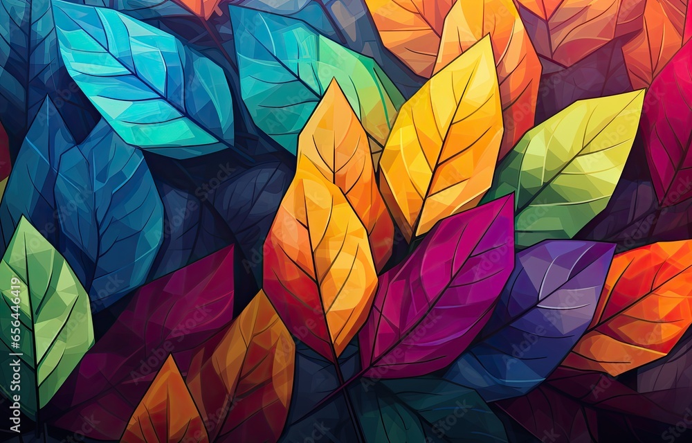 Abstract and colorful autumn leaves wallpaper. Generative AI Abstract and colorful autumn leaves wallpaper. Generative AI
