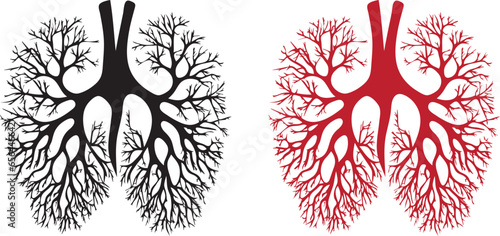 Human lungs vector icons on white background