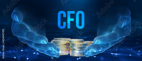 CFO - digital technology concept. Business, Technology, Internet and network concept. 3d illustration