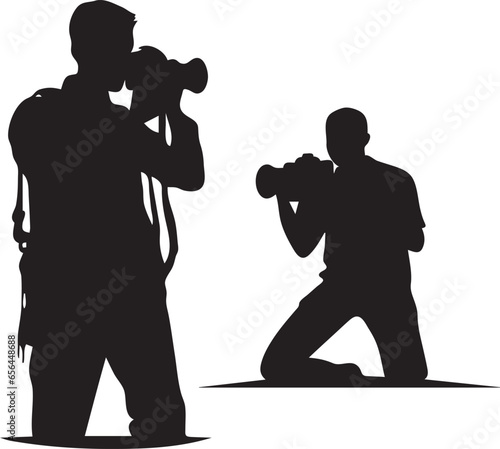 silhouettes of photographer vector icon. illustration