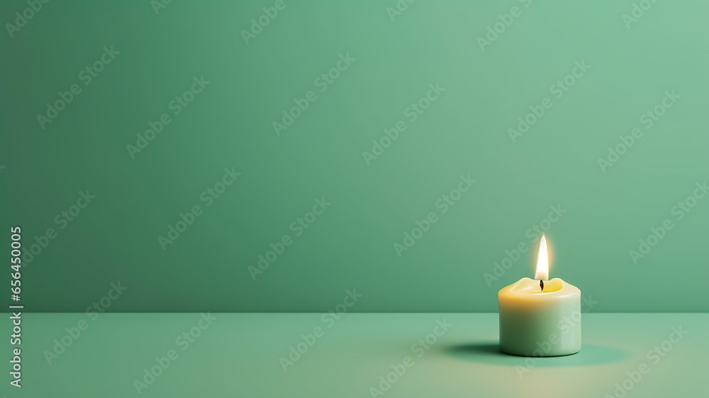 candle on a green background greeting card minimalism. candle on a green background greeting card minimalism.