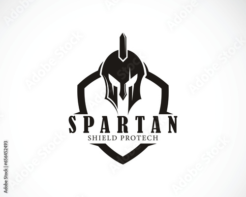 spartan shield logo creative gym fitness sport design concept helmet