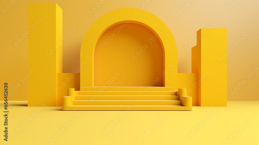 yellow 3d podium abstract background presentation. yellow 3d podium abstract background presentation.