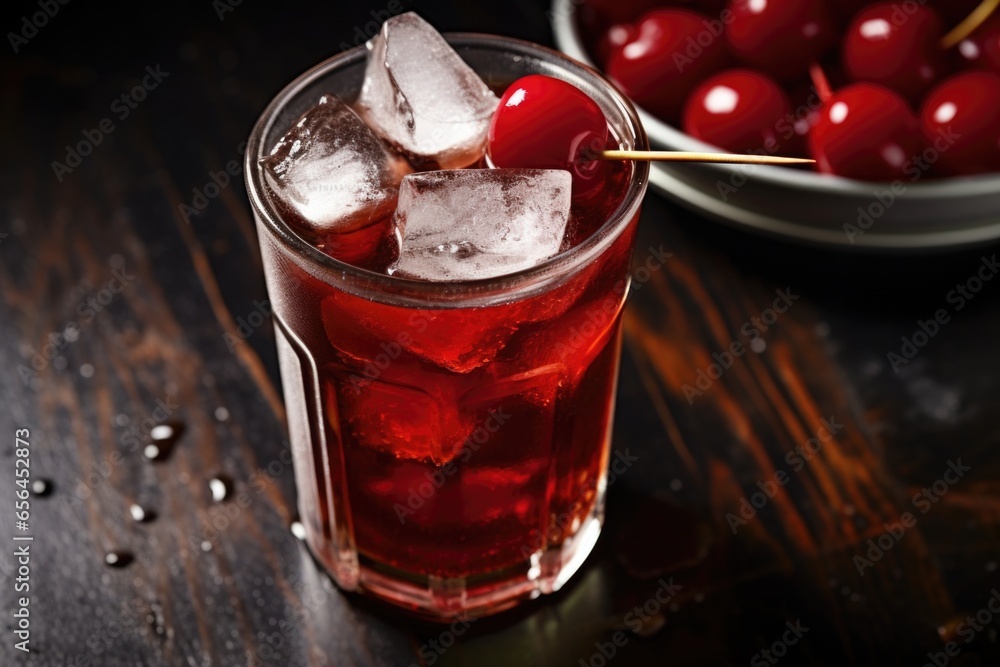 a chilled can of cherry cola in a bucket of ice a chilled can of cherry cola in a bucket of ice