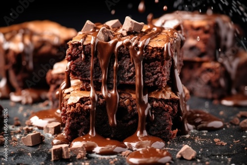 brownie pieces sprinkled with melted chocolate