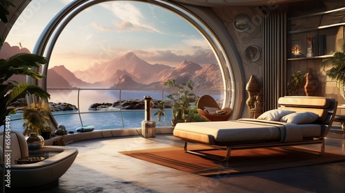 future home decor theme inspired by the concept of virtual reality escape with immersive digital landscapes in the home