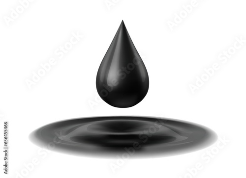 Print op canvas Dripping drop of black oil liquid
