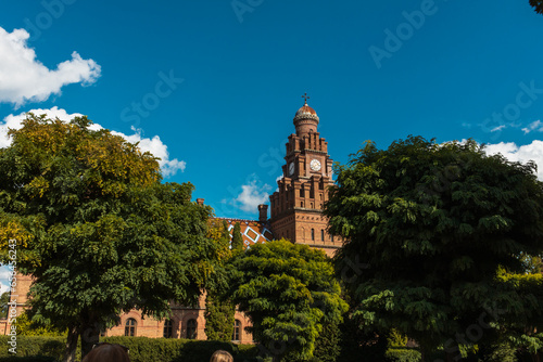 Chernivtsi University with green trees