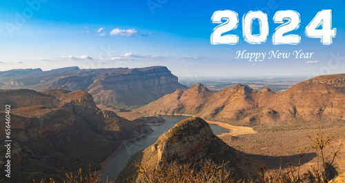 Happy New Year 2024: The Blyde River Canyon with the Three Rodavels, Mpumalanga, South Africa photo