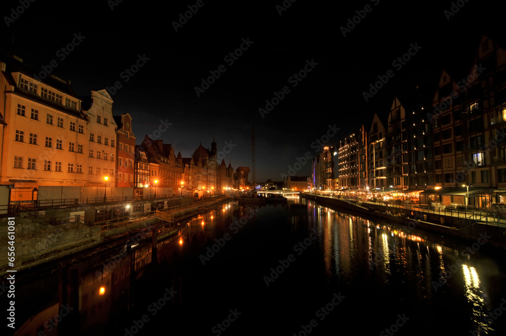 Port quay in the old town of Gdansk, Poland